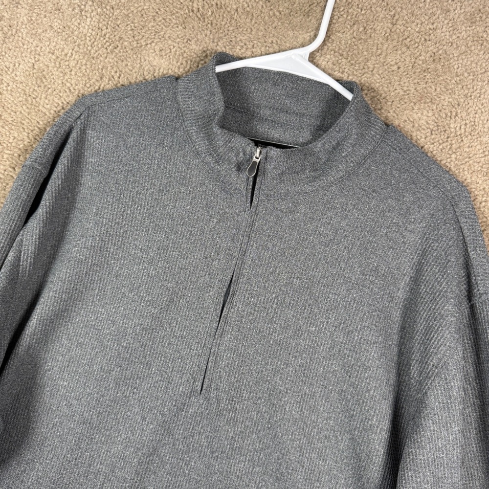 Pebble Beach Pullover Mens XL Gray Performance Quarter Zip Waffle Knit Ribbed